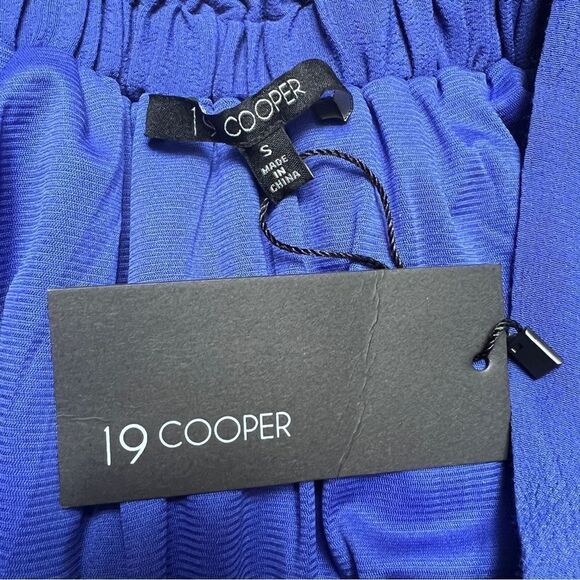 19 Cooper Boat Neck Off Shoulder Rayon Mini Dress Blue Small NWT - Picture 6 of 7